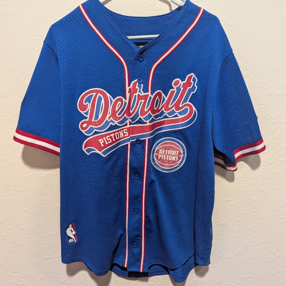 Pro Standard DETROIT PISTONS MESH V NECK Jersey T-SHIRT TOP Medium Blue